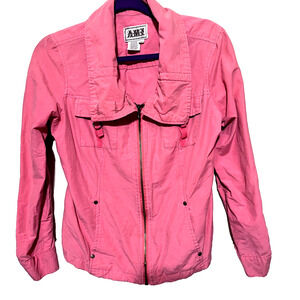 AMI A.M.I. Coral Pink Jacket Womens M lightweight Barbiecore full zip Spring